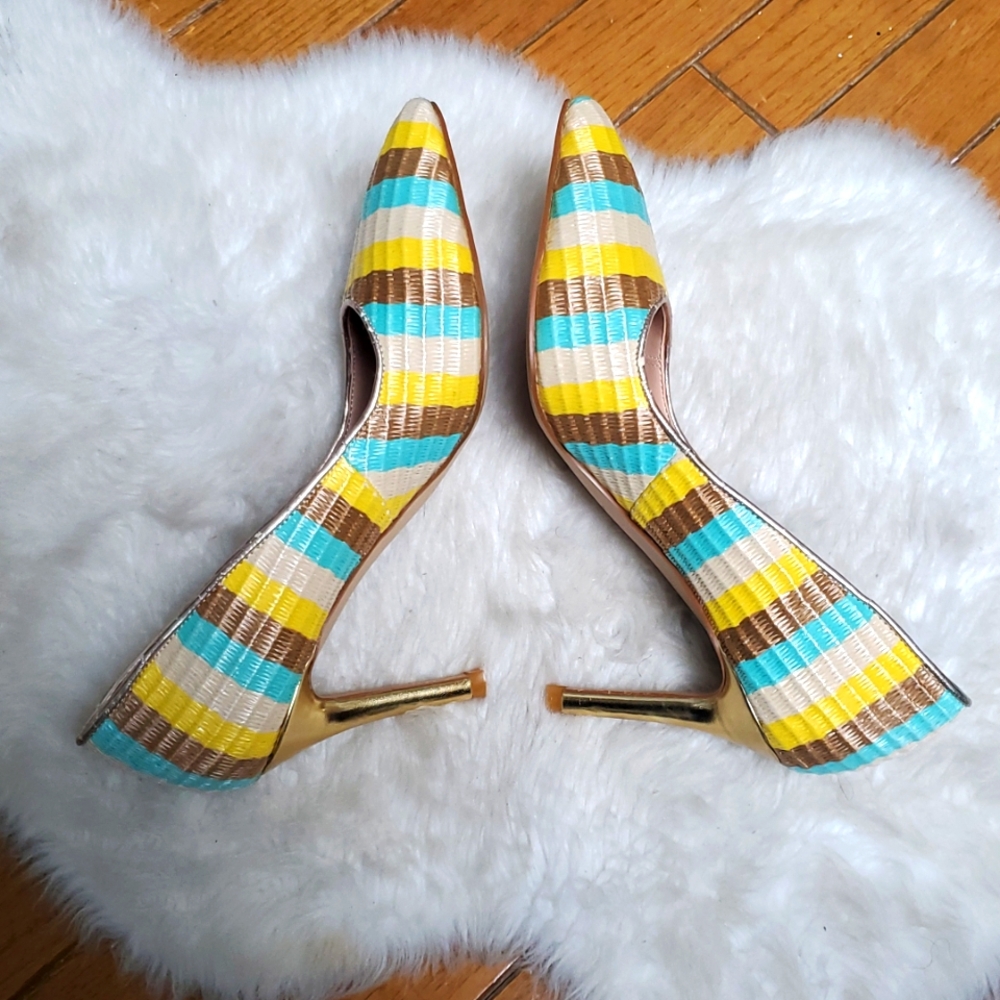 Krown Kouture Hand Crafted Shelby Pump Stripe Heels Size 8 - Picture 6 of 9